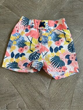 RuggedButts Flamingo Floral Swim Trunks